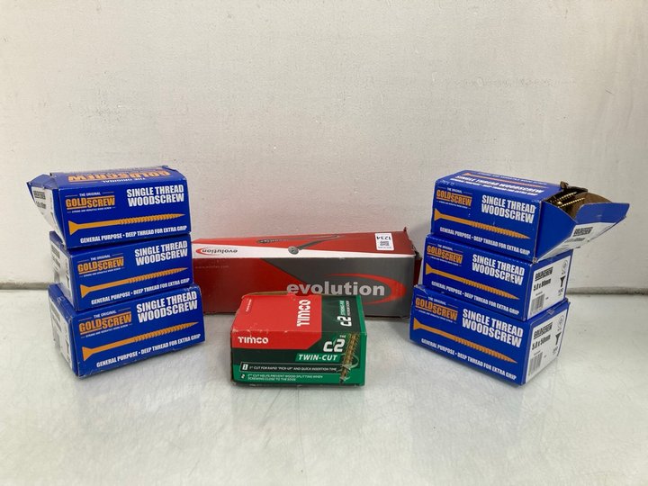 Lot 1234  
            Marchington SR14 - Parcel Delivery Only 

                
QTY OF ASSORTED HARDWARE TO INCLUDE BOX OF TIMCO C2 STRONG FIX PREMIUM SCREWS: LO...