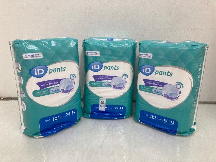 Lot 1236  
            Marchington SR14 - Parcel Delivery Only 

                
3 X PACKS OF ID PANTS PLUS FAST ABSORPTION INCONTINENCE PANTS - SIZE XS: LOCATION...