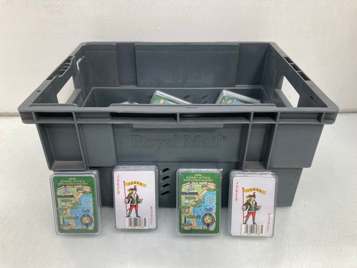 Lot 1238  
            Marchington SR14 - Parcel Delivery Only 

                
QTY OF ROMNEY, HYTHE & DYMCHURCH RAILWAY PLAYING CARDS: LOCATION - C21