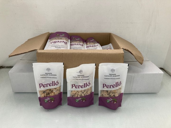 Lot 1278  
            Marchington SR14 - Parcel Delivery Only 

                
3 X BOXES OF PERELLO SMOKED CATALAN ALMONDS - BBE 05.2026: LOCATION - D18