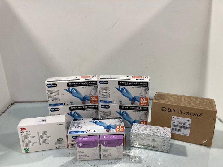 Lot 1319  
            Marchington SR14 - Parcel Delivery Only 

                
QTY OF ASSORTED HEALTHCARE ITEMS TO INCLUDE 5 X BOXES OF MEDI PRO+ NITRILE EXAMIN...