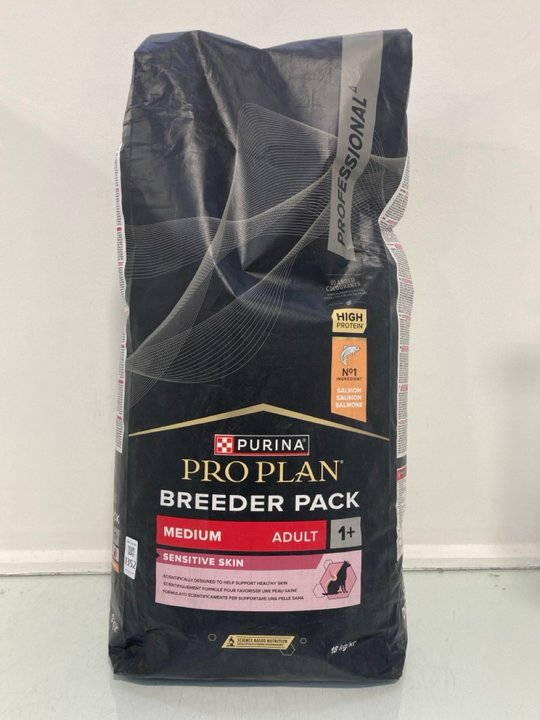 Lot 1352  
            Marchington SR14 - Parcel Delivery Only 

                
PURINA PRO-PLAN 18KG BREEDER PACK SENSITIVE SKIN MEDIUM ADULT DRY DOG FOOD - BBE ...
