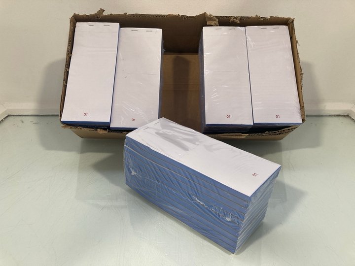 Lot 1361  
            Marchington SR14 - Parcel Delivery Only 

                
BOX OF 50 TRIPLICATE NCR CARBONLESS PADS IN WHITE - MODEL: PAD 230T: LOCATION - D14