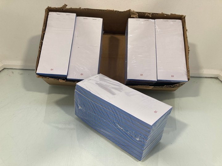 Lot 1362  
            Marchington SR14 - Parcel Delivery Only 

                
BOX OF 50 TRIPLICATE NCR CARBONLESS PADS IN WHITE - MODEL: PAD 230T: LOCATION - D14
