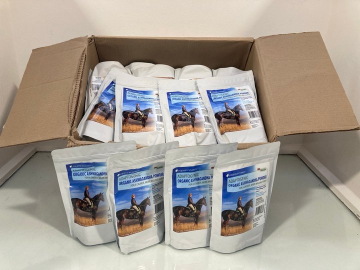 Lot 1363  
            Marchington SR14 - Parcel Delivery Only 

                
QTY OF EQUINE SYNERGY ADAPTOGENIC ORGANIC ASHWAGANDHA POWDER FOR HORSES - BBE: FE...
