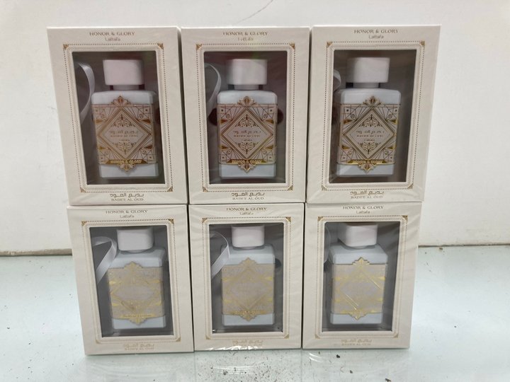 Lot 1379  
            Marchington SR14 - Parcel Delivery Only 

                
6 X LATTAFA BADE'E AL OUD 100ML HONOR & GLORY EAU DE PARFUMS - COMBINED ORIGINAL ...