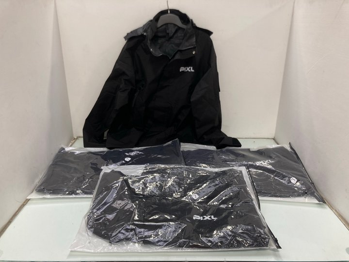 Lot 1381  
            Marchington SR14 - Parcel Delivery Only 

                
4 X PIXL RAINCOATS IN BLACK - UK LARGE: LOCATION - D13