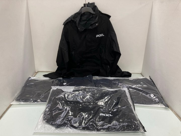 Lot 1384  
            Marchington SR14 - Parcel Delivery Only 

                
4 X PIXL RAINCOATS IN BLACK - UK LARGE: LOCATION - D13