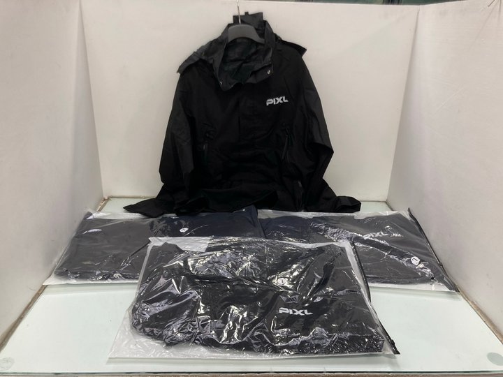 Lot 1385  
            Marchington SR14 - Parcel Delivery Only 

                
4 X PIXL RAINCOATS IN BLACK - UK LARGE: LOCATION - D13