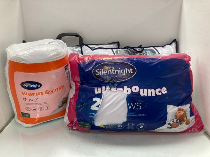 Lot 1435  
            Marchington SR14 - Parcel Delivery Only 

                
4 X ASSORTED SOFT FURNISHINGS TO INCLUDE SILENTNIGHT WARM & COSY KING 13.5 TOG DU...