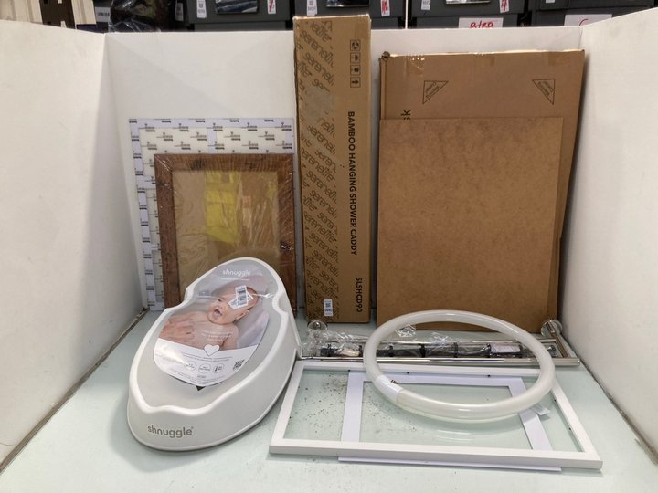 Lot 1440  
            Marchington SR14 - Parcel Delivery Only 

                
QTY OF ASSORTED BATHROOM ITEMS TO INCLUDE SERENELIFE BAMBOO HANGING SHOWER CADDY ...