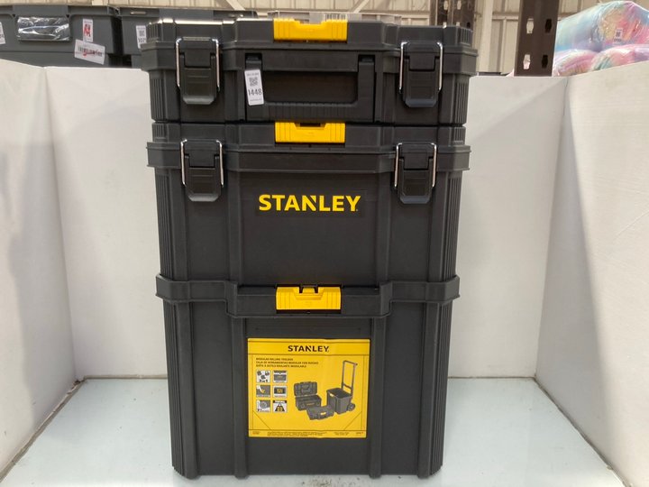 Lot 1448  
            Marchington SR14 - Parcel Delivery Only 

                
STANLEY MODULAR ROLLING TOOLBOX - ORIGINAL RRP £154.99: LOCATION - D11