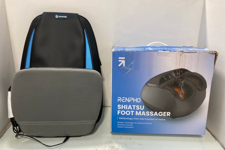 Lot 1450  
            Marchington SR14 - Parcel Delivery Only 

                
RENPHO SHIATSU FOOT MASSAGER TO INCLUDE COMFIER SHIATSU BACK MASSAGER WITH HEAT -...