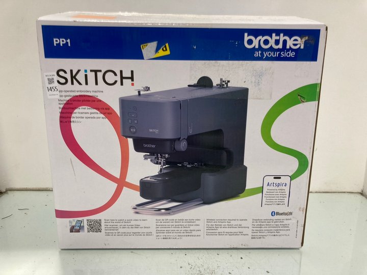 Lot 1455  
            Marchington SR14 - Parcel Delivery Only 

                
BROTHER SKITCH APP-OPERATED EMBROIDERY MACHINE - MODEL: PP1 - ORIGINAL RRP £449: ...