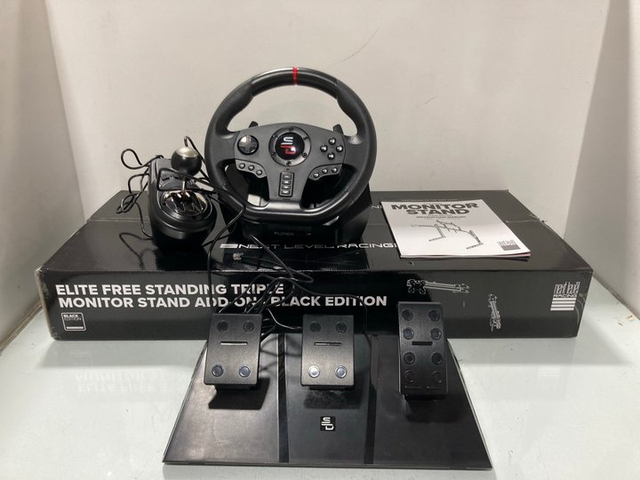 Lot 1468  
            Marchington SR14 - Parcel Delivery Only 

                
NEXT LEVEL RACING ELITE SERIES FREE STANDING TRIPLE MONITOR ADD-ON DRIVING SIMULA...