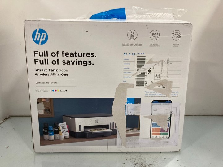 Lot 1520  
            Marchington SR14 - Parcel Delivery Only 

                
HP SMART TANK 7008 WIRELESS ALL-IN-ONE PRINTER - ORIGINAL RRP £269: LOCATION - D5