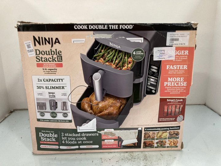 Lot 1560  
            Marchington SR14 - Parcel Delivery Only 

                
NINJA DOUBLE STACK XL 9.5L DUAL DRAWER AIR FRYER - MODEL: SL451UK - ORIGINAL RRP ...