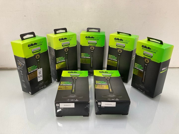 Lot 1616  
            Marchington SR14 - Parcel Delivery Only 

                
7 X GILLETTE LABS RAZORS WITH EXFOLIATING BARS TO INCLUDE BLACK & GOLD EDITION (1...