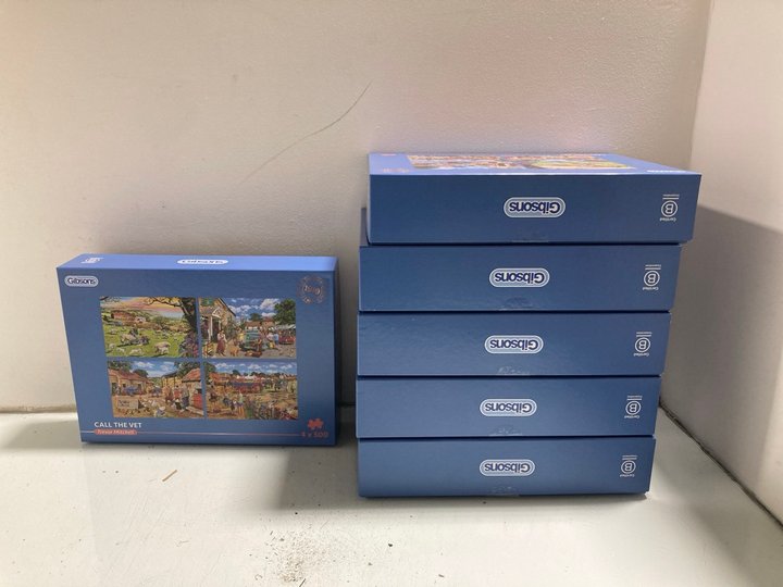 Lot 193  
            Marchington SR14 - Parcel Delivery Only 

                
6 X SET OF 4 500 PIECE GIBSONS CALL THE VET JIGSAW PUZZLES: LOCATION - A6