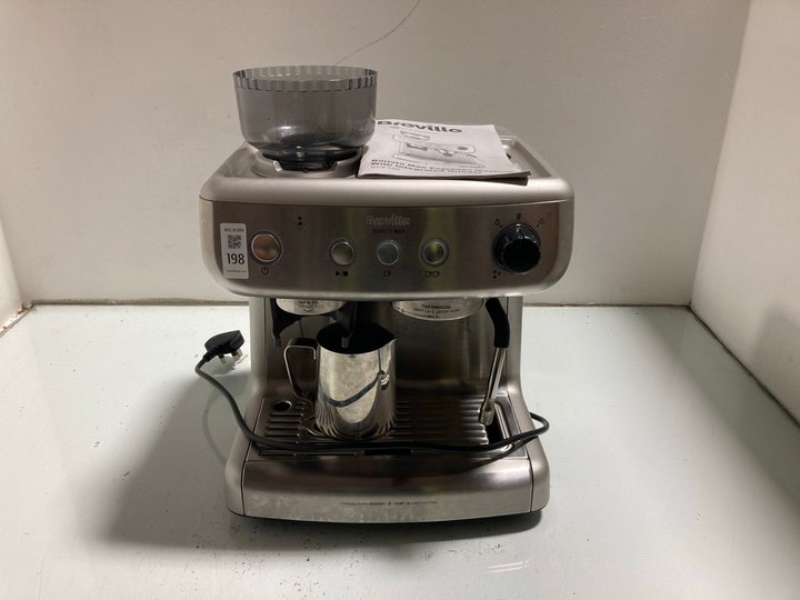 Lot 198  
            Marchington SR14 - Parcel Delivery Only 

                
BREVILLE BARISTA MAX ESPRESSO MACHINE WITH INTEGRATED GRINDER IN STAINLESS STEEL ...