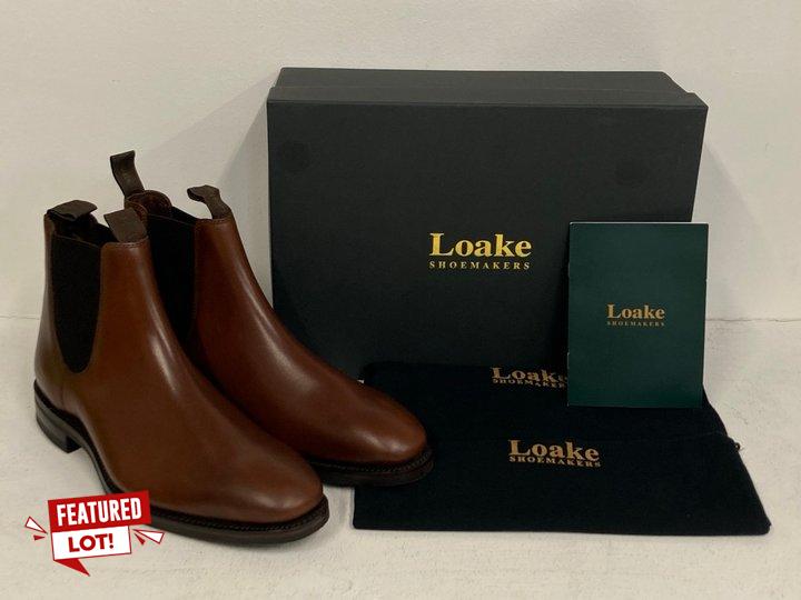 Lot 20  
            Marchington SR14 - Parcel Delivery Only 

                
LOAKE CHATSWORTH CLASSIC CHELSEA BOOTS - BROWN WAXED LEATHER - UK SIZE 10 - ORIGI...