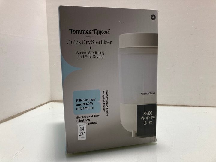 Lot 234  
            Marchington SR14 - Parcel Delivery Only 

                
TOMMEE TIPPEE QUICK DRY STERILISER - ORIGINAL RRP £100: LOCATION - A8