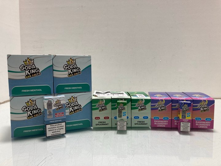 Lot 236  
            Marchington SR14 - Parcel Delivery Only 

                
QTY OF ASSORTED SODA KING VAPE LIQUIDS TO INCLUDE SODA KING FRESH SPEARMINT 10ML ...