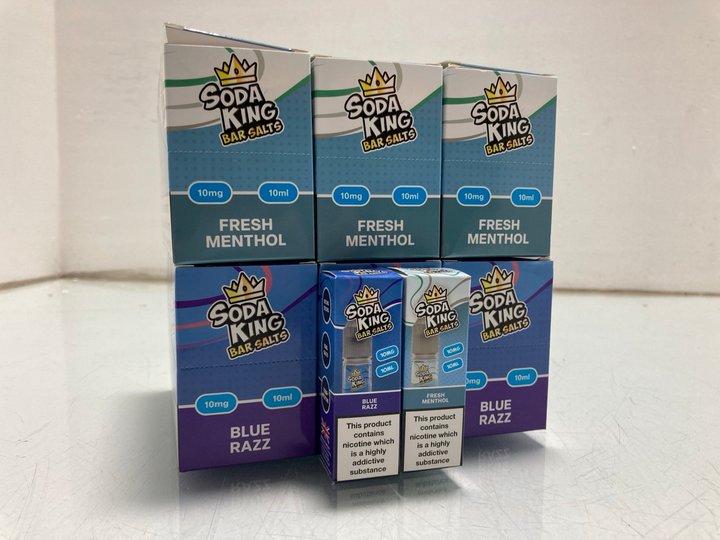 Lot 240  
            Marchington SR14 - Parcel Delivery Only 

                
QTY OF ASSORTED SODA KING VAPE LIQUID TO INCLUDE FRESH MENTHOL 10ML VAPE LIQUID (...
