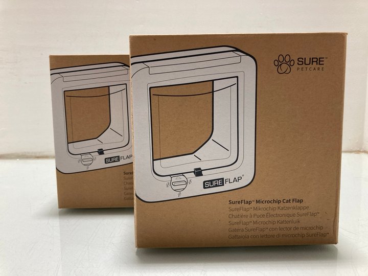 Lot 254  
            Marchington SR14 - Parcel Delivery Only 

                
2 X SURE PETCARE SUREFLAP MICROCHIP CAT FLAPS - COMBINED ORIGINAL RRP £140: LOCAT...