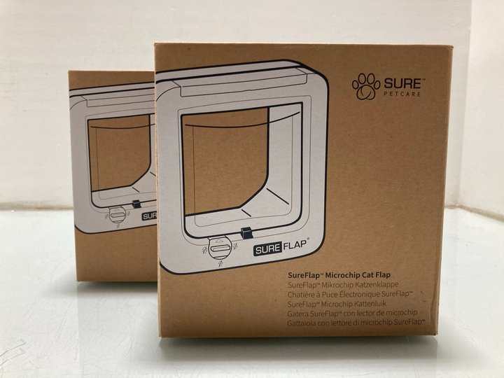 Lot 255  
            Marchington SR14 - Parcel Delivery Only 

                
2 X SURE PETCARE SUREFLAP MICROCHIP CAT FLAPS - COMBINED ORIGINAL RRP £140: LOCAT...