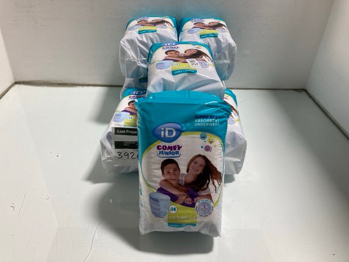 Lot 257  
            Marchington SR14 - Parcel Delivery Only 

                
8 X ID COMFY JUNIOR UNISEX ABSORBENT UNDERWEAR - 8-15YRS: LOCATION - A9