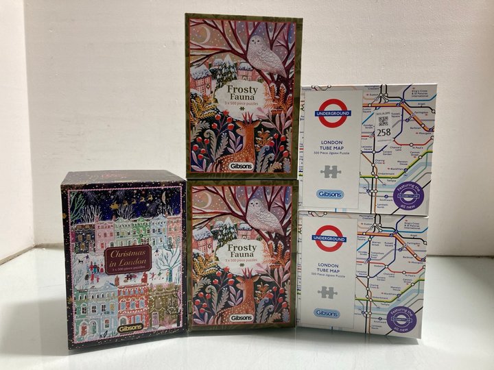 Lot 258  
            Marchington SR14 - Parcel Delivery Only 

                
5 X ASSORTED PUZZLES TO INCLUDE 2 X GIBSONS LONDON UNDERGROUND TUBE MAP 500PCS JI...