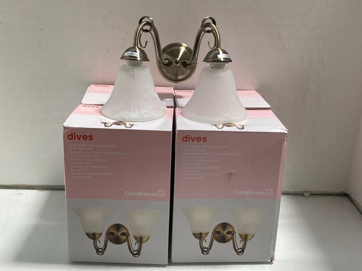 Lot 288  
            Marchington SR14 - Parcel Delivery Only 

                
5 X GOODHOME DIVES WALL LIGHTS IN BRASS: LOCATION - A11