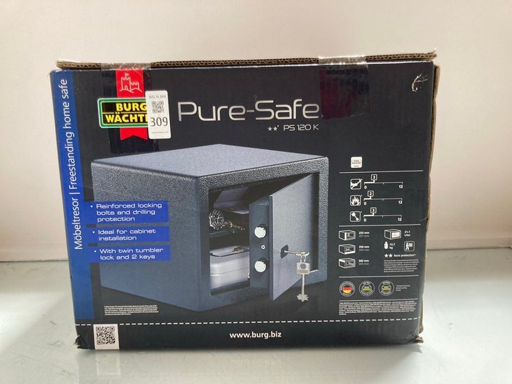 Lot 309  
            Marchington SR14 - Parcel Delivery Only 

                
BURG WACHTER PURE-SAFE FREESTANDING HOME SAFE - MODEL: PS 120 K: LOCATION - A12