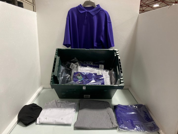Lot 315  
            Marchington SR14 - Parcel Delivery Only 

                
QTY OF ASSORTED CLOTHING IN ASSORTED SIZES TO INCLUDE HENBURY POLO SHIRT IN PURPL...