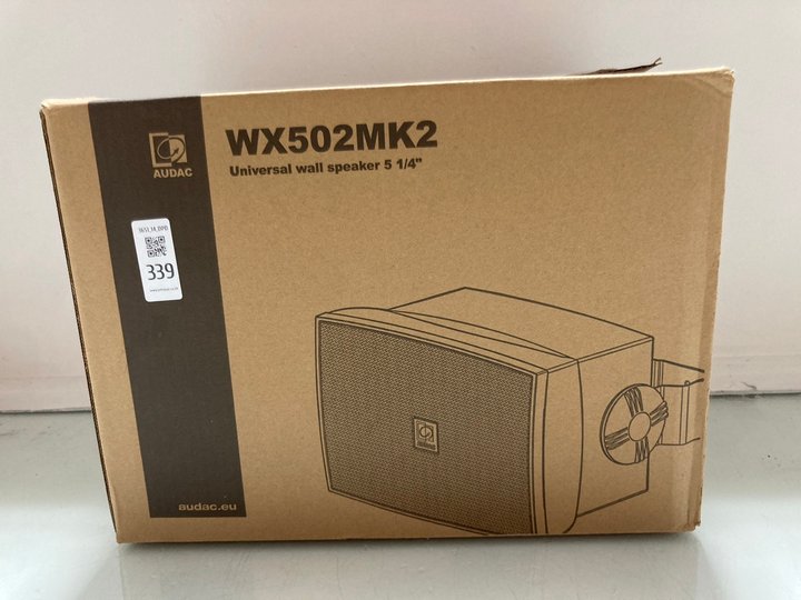 Lot 339  
            Marchington SR14 - Parcel Delivery Only 

                
AUDAC UNIVERSAL INDOOR WALL SPEAKERS 5 1/4" IN WHITE - MODEL: WX502MK2/W: LOCATIO...