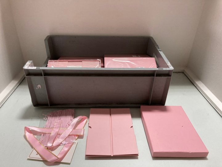 Lot 355  
            Marchington SR14 - Parcel Delivery Only 

                
QTY OF POP UP GIFT BOXES WITH RIBBONS AND LIDS IN PINK: LOCATION - A14