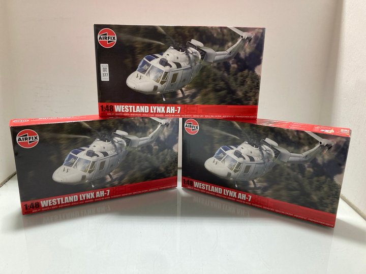 Lot 377  
            Marchington SR14 - Parcel Delivery Only 

                
3 X AIRFIX WESTLAND LYNX AH-7 MODEL KITS - COMBINED ORIGINAL RRP £149.97: LOCATIO...
