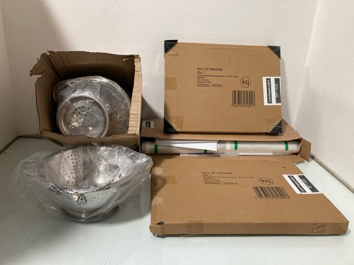 Lot 387  
            Marchington SR14 - Parcel Delivery Only 

                
QTY OF ASSORTED KITCHEN ITEMS TO INCLUDE RECTANGLE MARBLE CHOPPING BOARD IN WHITE...