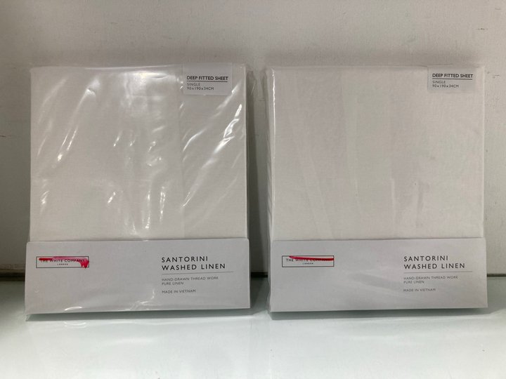 Lot 414  
            Marchington SR14 - Parcel Delivery Only 

                
2 X THE WHITE COMPANY SANTORINI WASHED LINEN SINGLE DEEP FITTED SHEETS - COMBINED...
