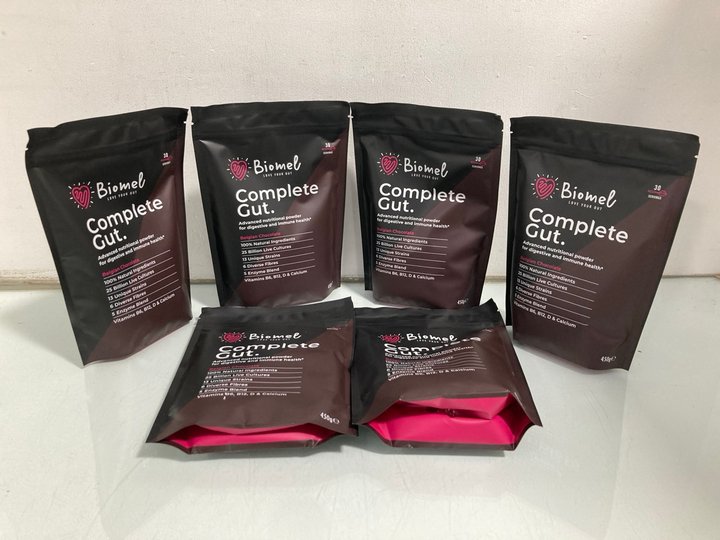 Lot 460  
            Marchington SR14 - Parcel Delivery Only 

                
6 X BIOMEL COMPLETE GUT ADVANCED NUTRITIONAL POWDER - BBE: 11.26: LOCATION - B20