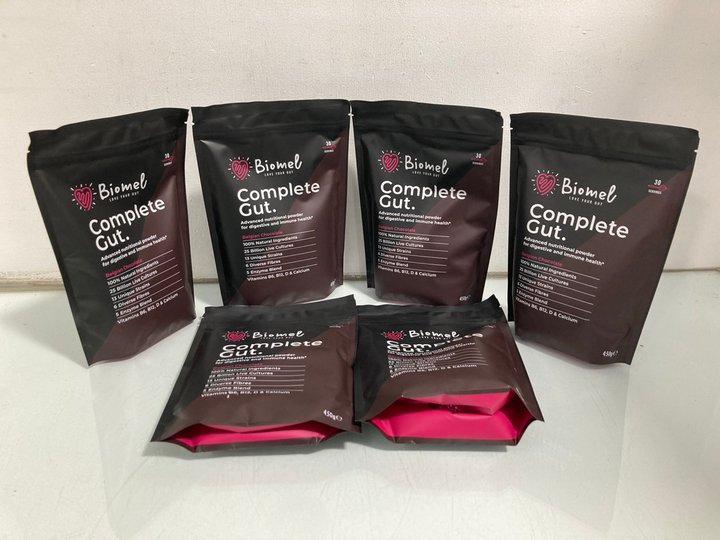 Lot 461  
            Marchington SR14 - Parcel Delivery Only 

                
6 X BIOMEL COMPLETE GUT ADVANCED NUTRITIONAL POWDER - BBE: 11.26: LOCATION - B20