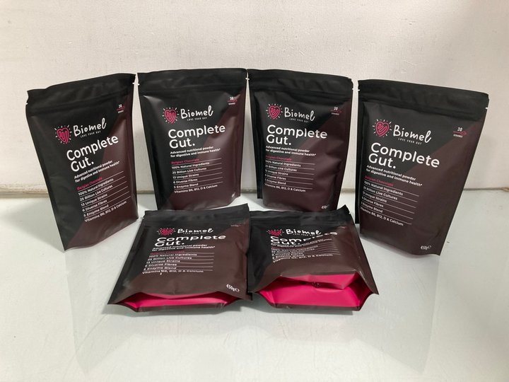 Lot 464  
            Marchington SR14 - Parcel Delivery Only 

                
6 X BIOMEL COMPLETE GUT ADVANCED NUTRITIONAL POWDER - BBE: 11.26: LOCATION - B20
