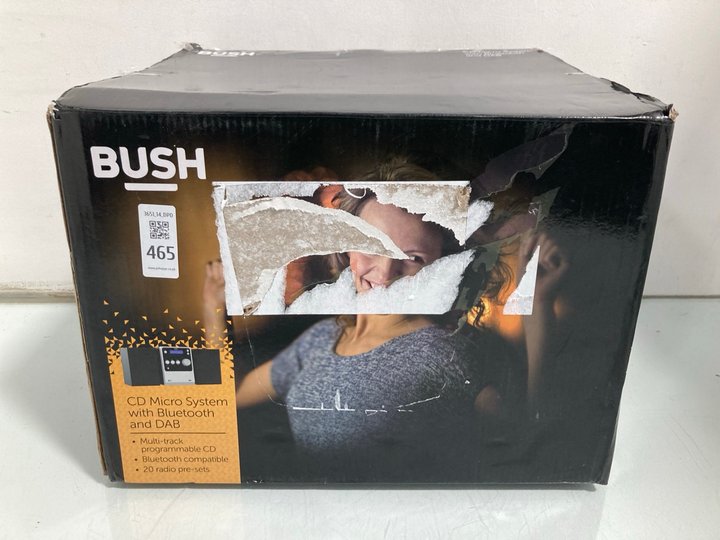 Lot 465  
            Marchington SR14 - Parcel Delivery Only 

                
BUSH CD MICRO SYSTEM WITH BLUETOOTH AND DAB: LOCATION - B20