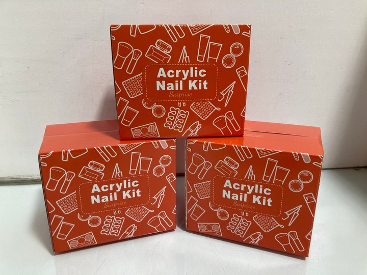Lot 502  
            Marchington SR14 - Parcel Delivery Only 

                
3 X SURPRISE ACRYLIC NAIL KITS: LOCATION - B18