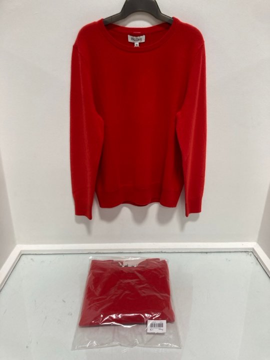 Lot 555  
            Marchington SR14 - Parcel Delivery Only 

                
2 X PALOME SORBONNE CREWNECK SWEATERS IN POPPY RED - UK 12 - COMBINED ORIGINAL RR...