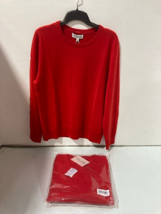 Lot 583  
            Marchington SR14 - Parcel Delivery Only 

                
2 X PALOME SORBONNE CREWNECK SWEATERS IN POPPY RED - UK 12 - COMBINED ORIGINAL RR...