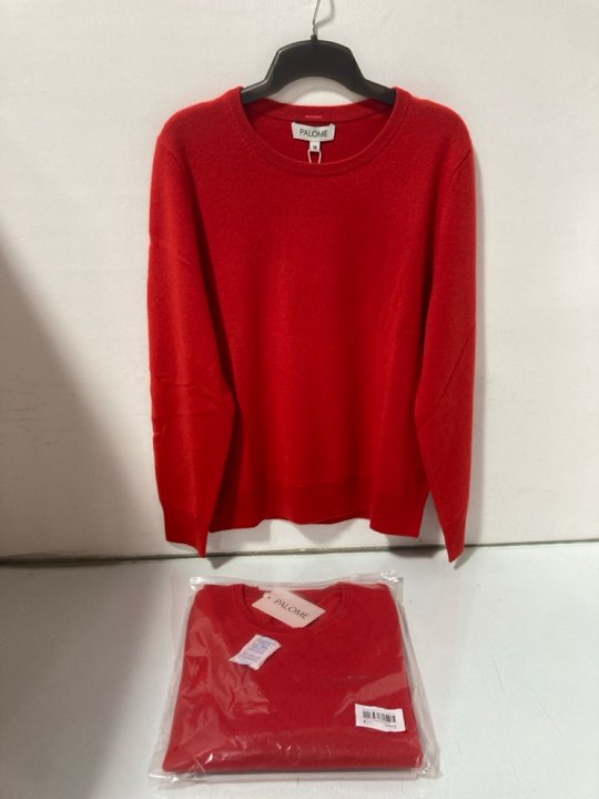 Lot 585  
            Marchington SR14 - Parcel Delivery Only 

                
2 X PALOME SORBONNE CREWNECK SWEATERS IN POPPY RED - UK 12 - COMBINED ORIGINAL RR...