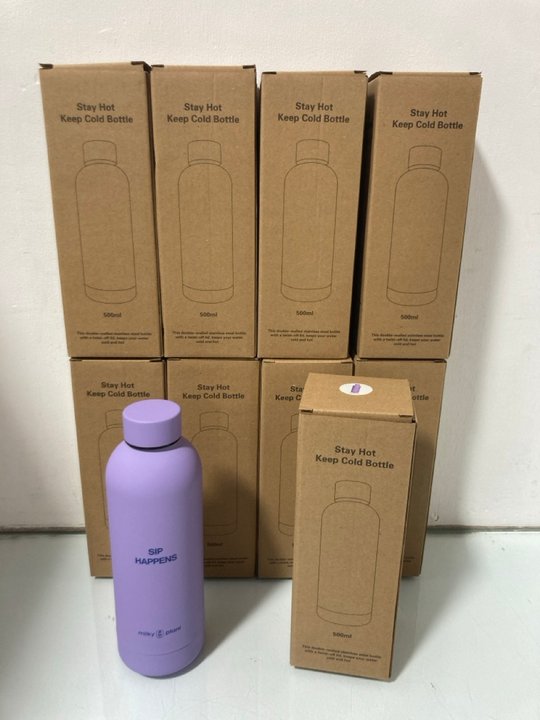 Lot 588  
            Marchington SR14 - Parcel Delivery Only 

                
10 X 500ML STAY HOT KEEP COOL BOTTLES IN PURPLE: LOCATION - B14