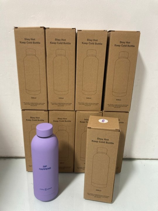 Lot 591  
            Marchington SR14 - Parcel Delivery Only 

                
10 X 500ML STAY HOT KEEP COOL BOTTLES IN PURPLE: LOCATION - B14